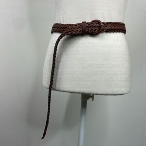 Leather Belt Chestnut brown, plaited leather, 1" wide